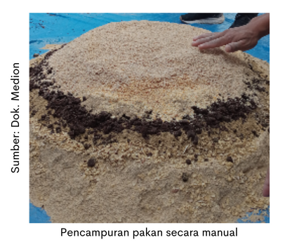 Teknik Pencampuran Pakan 1 pencampuran pakan secara manual