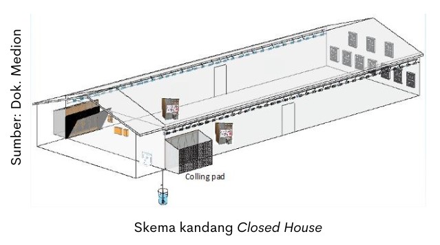 Penggunaan Cooling Pad di Breeding Farm 1 skema kandang closed house